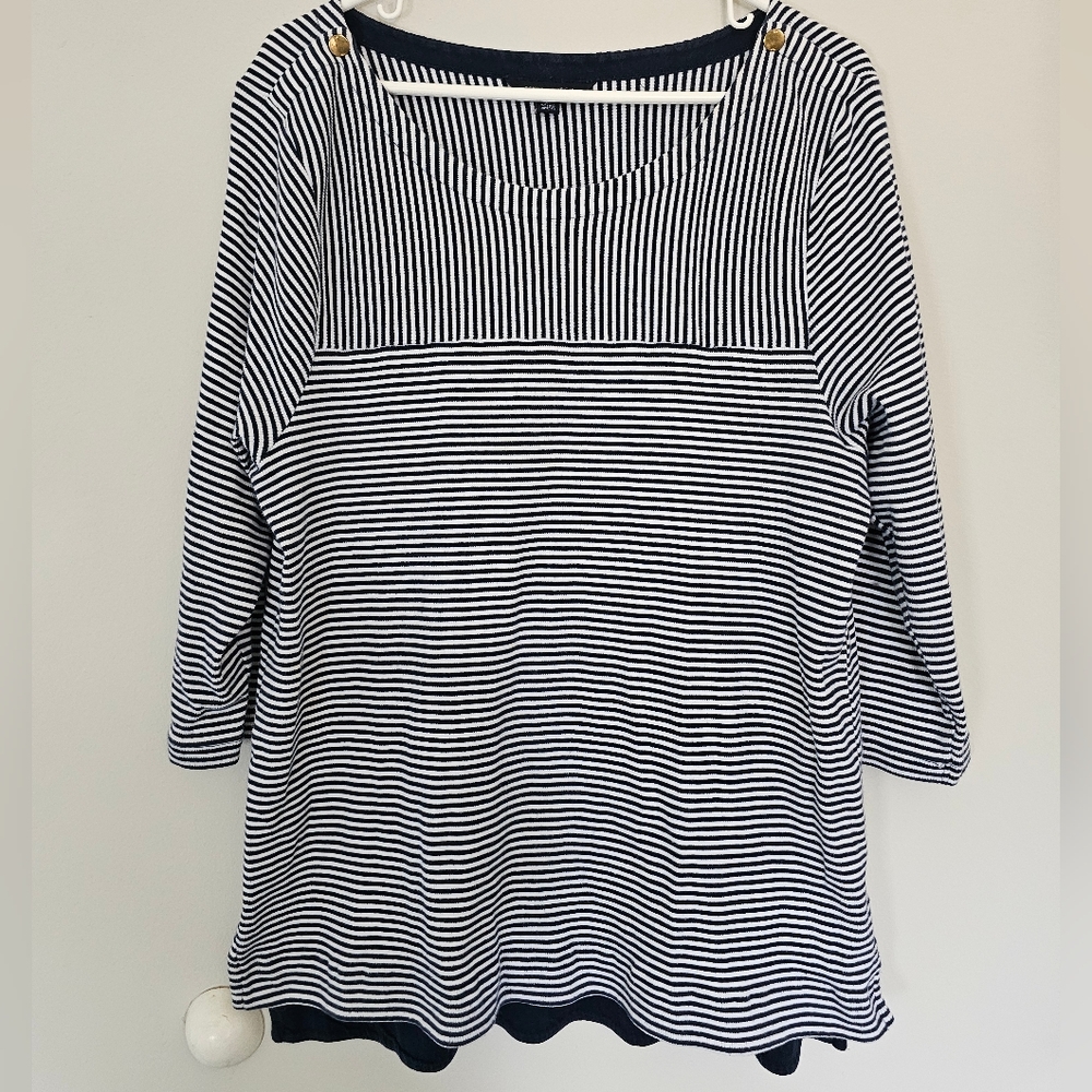 Tommy Hilfiger Navy and White Striped Blouse Women's Sz XL